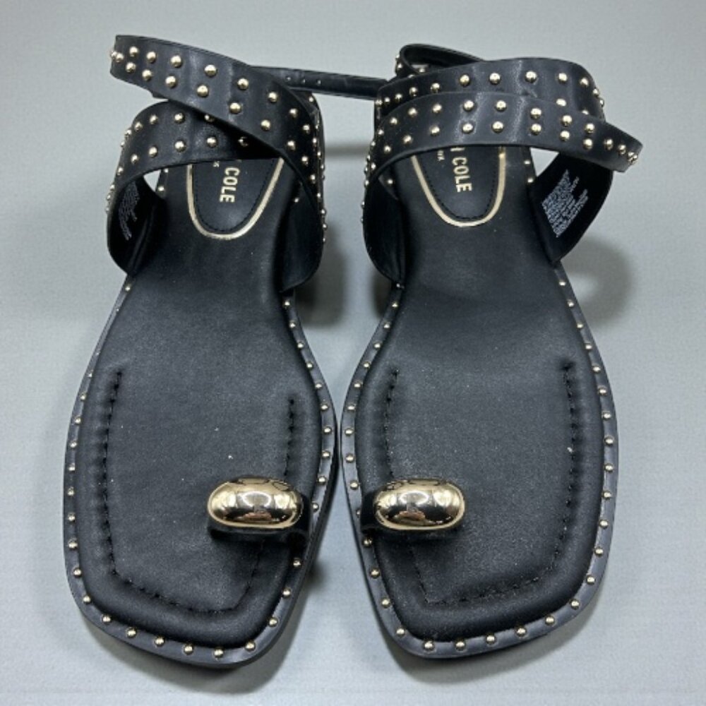 Kenneth Cole Ravenn Black Faux Leather Studded Sandal - Size 9 Med - Picture 9 of 14